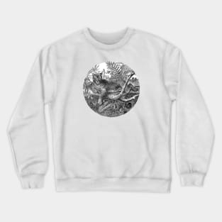 Big Cat Black and White Illustration Crewneck Sweatshirt